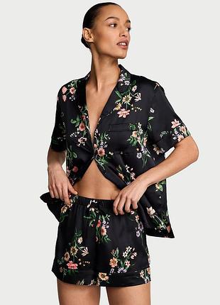 Жіноча сатинова піжама victoria's secret. шорти сорочка сатин оригінал