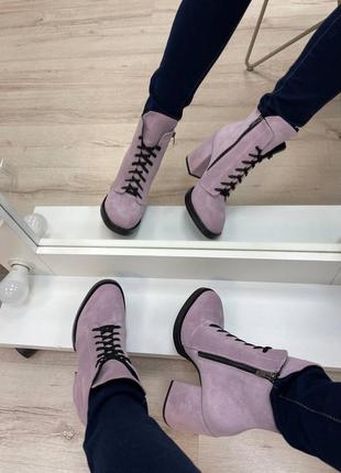 Lux обувь! любой цвет! ботинки женские замш кожа9 фото