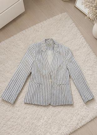 Лляний піджак у смужку peacocks, великобританія, oversize m/l