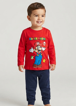 Дитяча бавовняна піжама super mario (супер маріо) для хлопчика 1.5–2 роки (92 см)