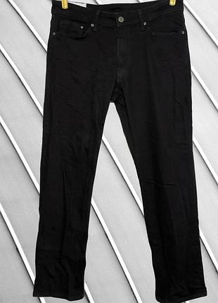 Чоловічі чорні прямі джинси h&m w34 l32 l xl 50 52 ейч енд ем стрейчеві чорні джинси прямого крою базoві джинси h&m w34 l32 52