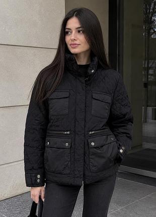 Демісезонна стьобана куртка s h&m чорна жіноча