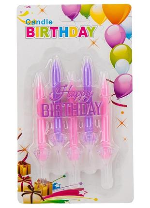 Набір свічок для торта "happy birthday", рожеві, 10,5 см yoo-hoo!