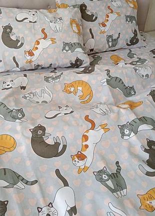 Двуспальное белье бязь котики