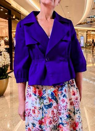 Philosophy di alberta ferretti  розмір m/l вкорочене жіноче пальто з підкладкою синьо фіолетового кольору 3/4 рукав