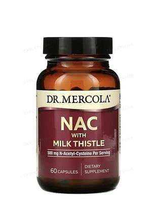N-ацетилцистеїн з розторопшою dr. mercola nac with milk thistle 500мг, 60 капсул