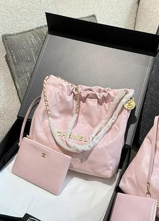 Chanel 22 bag calfskin pink / gold 35x30