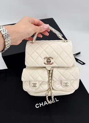 Chanel mini backpack leather cream
