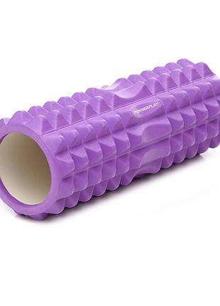 Масажний ролик (роллер) powerplay 4405 eva massage roller фіолетовий (33x12см.), для масажу м'язів і відновлення, для спини та ніг