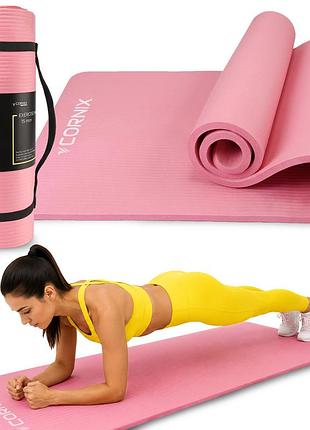 Коврик спортивный cornix nbr 183 x 61 x 1.5 cм для йоги и фитнеса xr-0497 pink лучшая цена с быстрой доставкой по украине