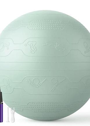 Мяч для фитнеса wcg balance pro 65 см anti-burst до 500 кг с насосом, фитбол для йоги, пилатеса и беременных, светло-зеленый