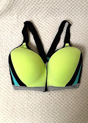 Спортивний топ бра 34dd / 75e victoria's secret vsx incredible неоново-жовтий/салатовий чорний блакитний з максимальною підтримкою