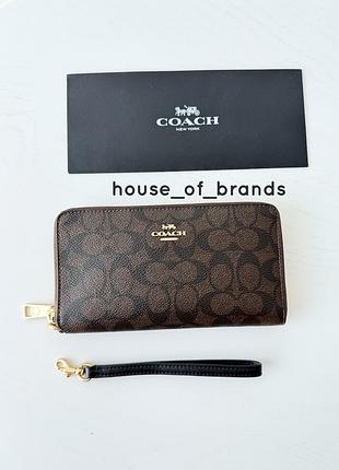 Coach long zip around wallet жіночий брендовий гаманець кошельок шкіра коуч коач на подарунок дівчині дружині женский кошелек портмоне оригинал