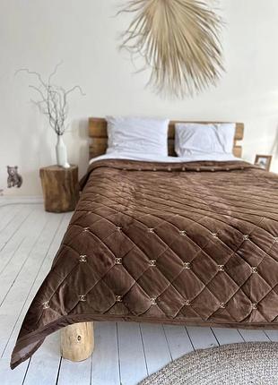 Покривало велюрове шанель 160×220 подарункове стьобане