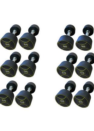 Уретановый гантельный ряд generation fitness ff51d4b-12,5/25kg (6 пар) 225 кг, для дома и спортзала, для изолированных упражнений