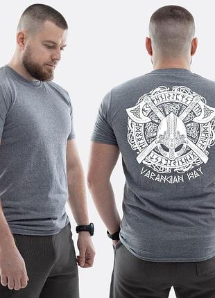 Чоловіча класична футболка з принтом varangian way щит , мокрий асфальт