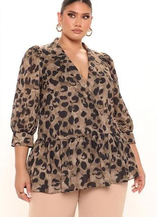 Леопардова кофтинка з баскою shein
