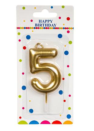 Свеча для торта, золото "5" elisey