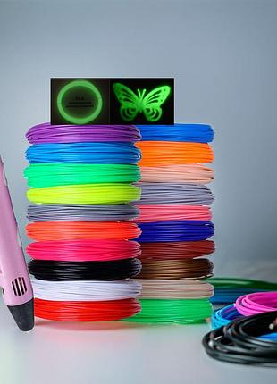 3d ручка c дисплеем +комплект пластика 25 цветов 250 метров +трафареты розовая 3d pen-2