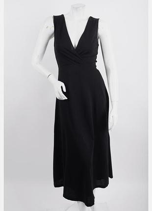 Сукня massimo dutti міді з v-подібним вирізом. розмір m. матеріал: бавовна (cotton)фасон: без рукавів, v-подібний виріз, колір: чорний