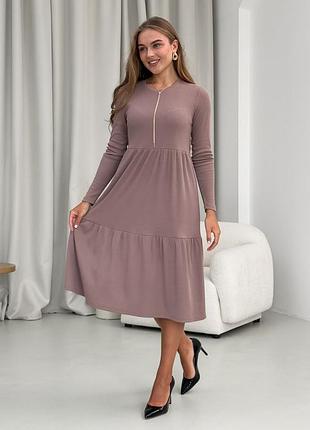 Свободное платье в рубчик бежевое merlini анно 7000001502 4xl/5xl