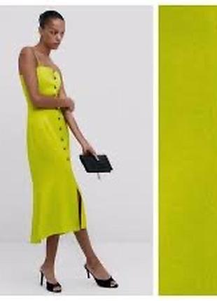 Сукня міді на бретелях, лінійка: massimo dutti studio, розмір s, колір: лайм