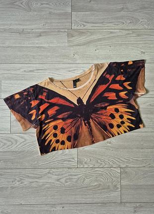 Вкорочена футболка, топ h&m divided з метеликом