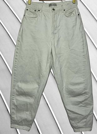 Женские белые джинсы баллоны zara eu 38 s m 36 38 42 44 зара белые широкие укороченные джинсы balloon с высокой посадкой 160 167 см zara 44