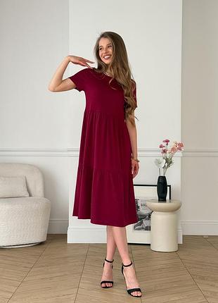Платье со свободными бедрами в рубчик бордовое merlini реджо 700001590 4xl/5xl