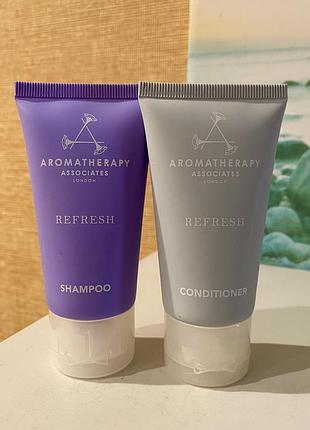 🇬🇧 люкс aromatherapy associates набір освіжаючий шампунь та кондиціонер для волосся з олією жожоба та пантенолом