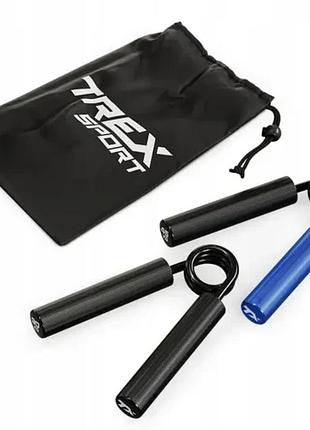 Набор эспандеров 23-68кг trex sport tx-002hsd черно-синий для фитнеса, разминки, растяжки, силовых упражнений и занятий дома