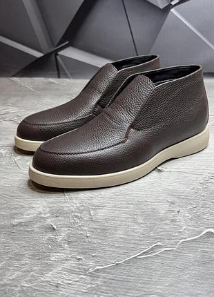 Мужские лоферы вк-1626/3 brown-flash мех 42 (28)