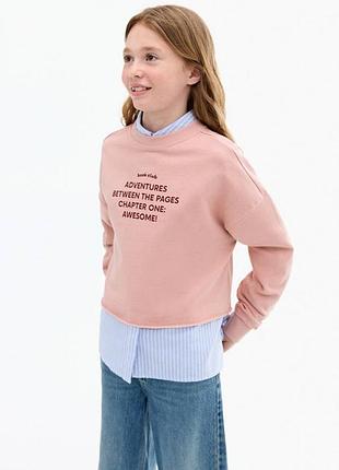 Укороченный свитшот для девочки от mango трикотаж двунить
