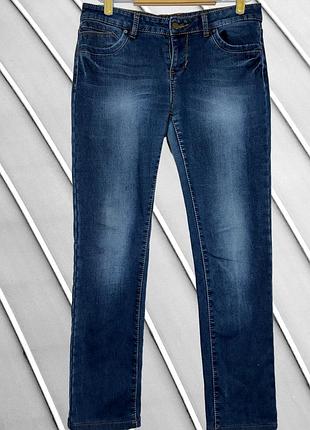 Жіночі зимові джинси на флісі denim w30 l m l 38 40 44 46 денім сині утеплені прямі джинси зріст 168 175 см denim w30 46