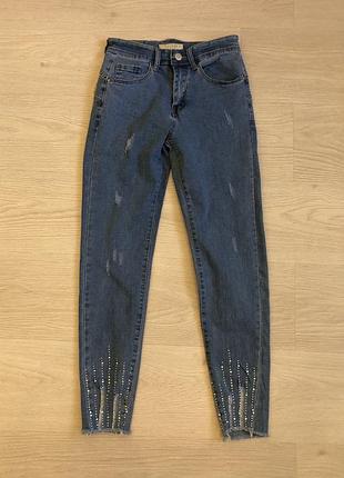 Завужені джинси зі стразами b.s.jeans, push up, xs