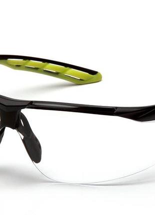 Очки защитные открытые pyramex flex-lyte черный-lime (clear), прозрачные в чёрно-лаймовой оправе, для военных и силовых структур