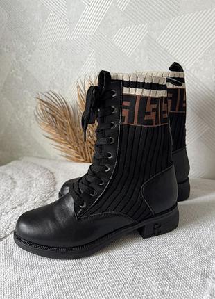 Осінні чоботи жіночі черевики fendi 24 см устілка