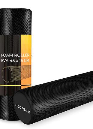 Массажный ролик cornix eva+ 45 x 15 см (валик, роллер) xr-0305 black, для массажа мышц и восстановления, для дома и спортзала