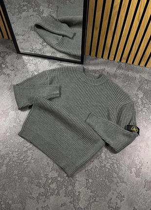 Світшот в'язаний stone island сірий