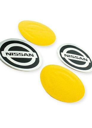 Наклейка на колесный диск/колпак d-90 мм nissan черная (к-кт 4 шт) sahler