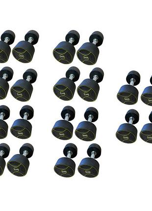 Уретановый гантельный ряд generation fitness ff51d4b-15/37,5kg (10 пар) 525 кг, для дома и спортзала, для изолированных упражнений