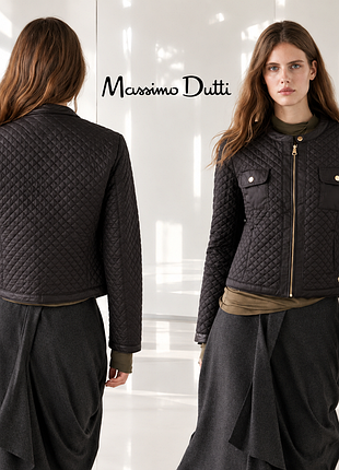 Massimo dutti легка стьобана куртка з манжетами з натуральної шкіри