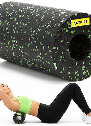 Масажний ролик actiget epp 29.5 x 15 см (валик, роллер) act0094 black/green, для масажу м'язів і відновлення, для дому і спортзалу