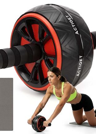 Ролик (гімнастичне колесо) для преса actiget ab wheel act0111 black/red, для фітнесу та домашніх тренувань, для активних занять