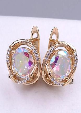 Сережки xuping позолота хр 18 к. довжина 1,6 см. ширина 1 см.