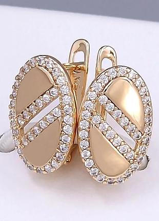 Сережки xuping позолота хр 18 к. довжина 1,6 см. ширина 0,9 см.