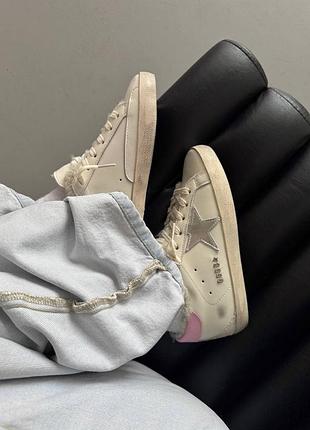 Кросівки golden goose superstar white / silver pink fur