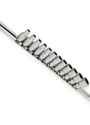 Набор головок 1/4" 12 шт, 4-13 мм (планка) "12-гранные" toptul