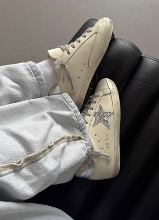 Кроссовки golden goose ballstar white / silver star fur