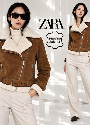 Zara натуральная дубленка на овчине